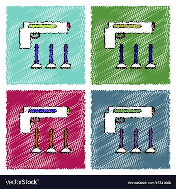 Collection of flat shading style icons toy gun vector image