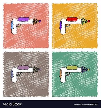 Collection of flat shading style icons toy gun vector image