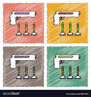 Collection of flat shading style icons toy gun vector image