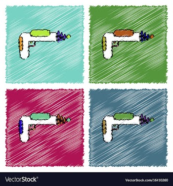 Collection of flat shading style icons toy gun vector image