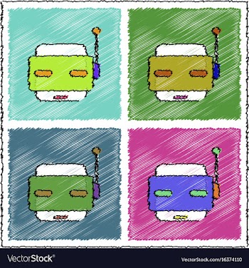 Collection of flat shading style icons toy robot vector image