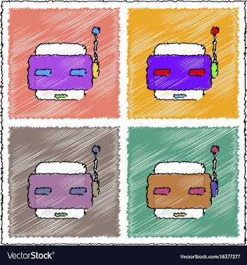 Collection of flat shading style icons toy robot vector image