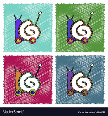 Collection of flat shading style icons toy snail vector image