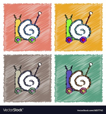 Collection of flat shading style icons toy snail vector image