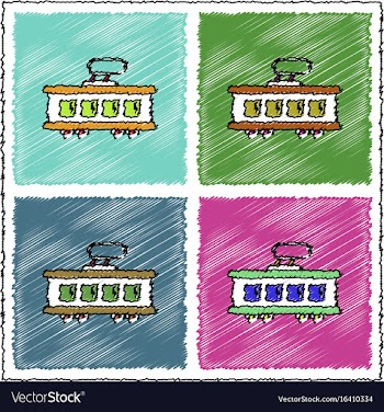 Collection of flat shading style icons tram vector image