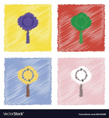 Collection of flat shading style icons tree and vector image