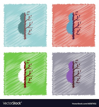 Collection of flat shading style icons tree in vector image