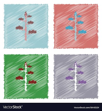 Collection of flat shading style icons tree vector image