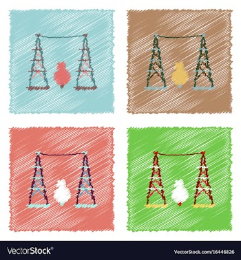 Collection of flat shading style icons tree vector image