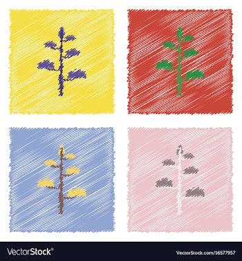 Collection of flat shading style icons tree vector image