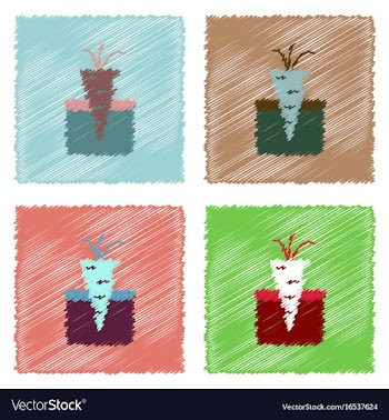 Collection of flat shading style icons turnip in vector image