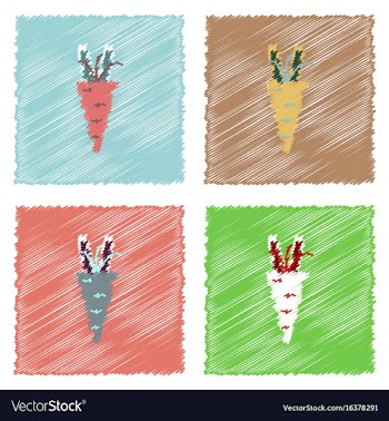 Collection of flat shading style icons turnip vector image
