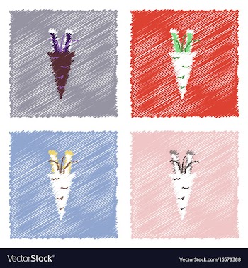 Collection of flat shading style icons turnip vector image