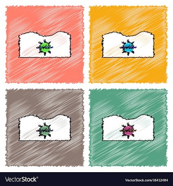 Collection of flat shading style icons underwater vector image