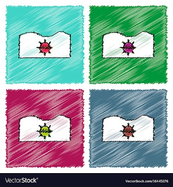 Collection of flat shading style icons underwater vector image
