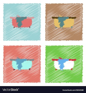 Collection of flat shading style icons vector image