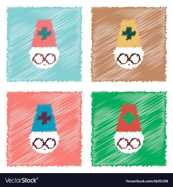 Collection of flat shading style icons vector image