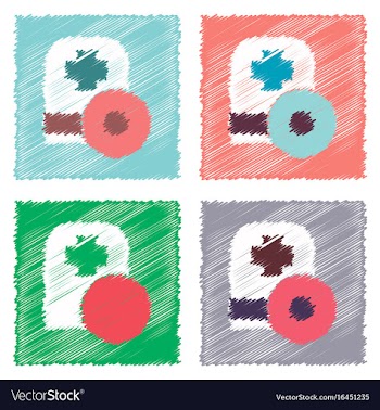 Collection of flat shading style icons vector image