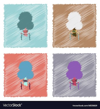 Collection of flat shading style icons vector image
