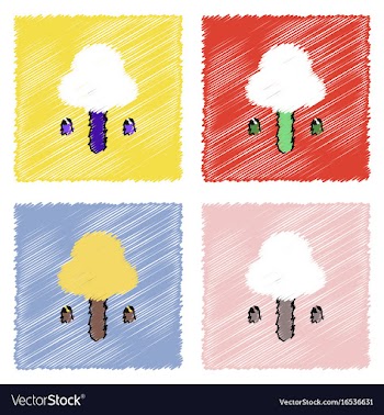 Collection of flat shading style icons vector image