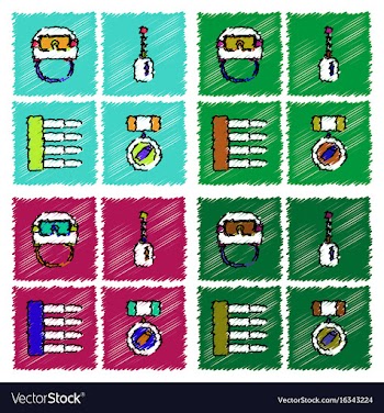 Collection of flat shading style icons war gagets vector image