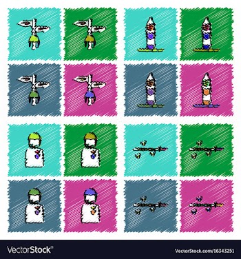 Collection of flat shading style icons war gagets vector image
