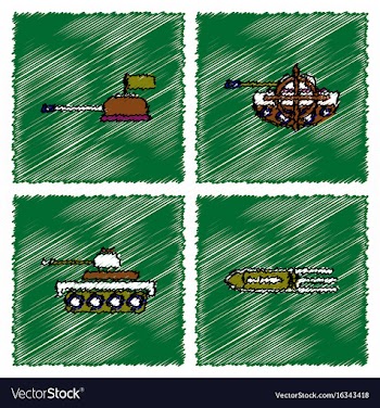 Collection of flat shading style icons war gagets vector image
