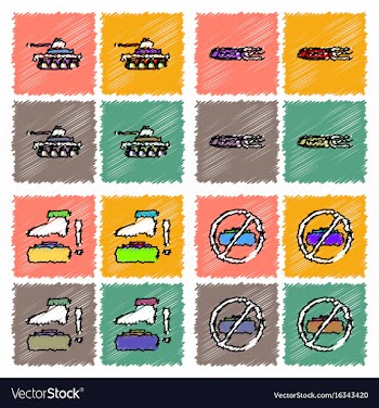Collection of flat shading style icons war gagets vector image