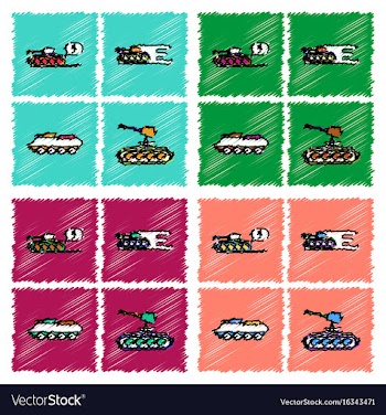 Collection of flat shading style icons war gagets vector image