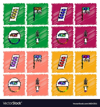 Collection of flat shading style icons war gagets vector image
