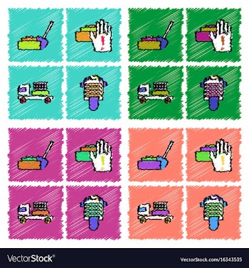 Collection of flat shading style icons war gagets vector image