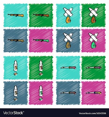 Collection of flat shading style icons war gagets vector image