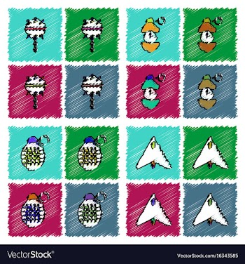 Collection of flat shading style icons war gagets vector image