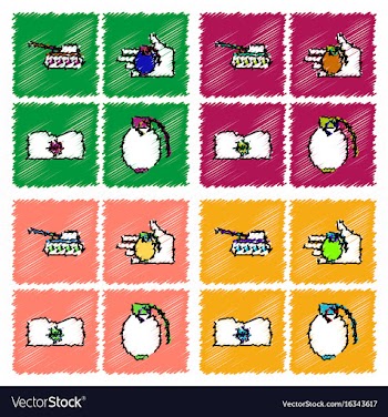 Collection of flat shading style icons war gagets vector image