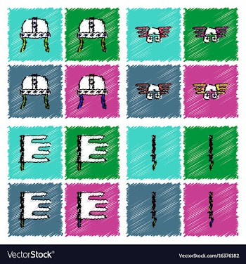 Collection of flat shading style icons war gagets vector image