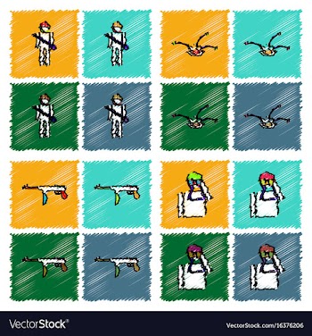 Collection of flat shading style icons war gagets vector image