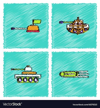 Collection of flat shading style icons war gagets vector image