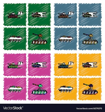 Collection of flat shading style icons war gagets vector image