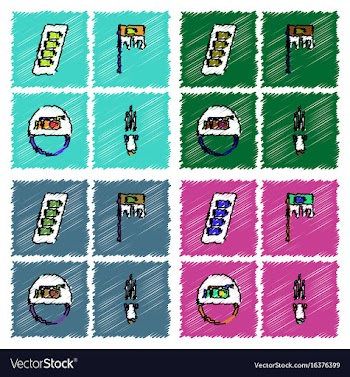 Collection of flat shading style icons war gagets vector image