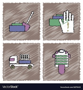 Collection of flat shading style icons war gagets vector image
