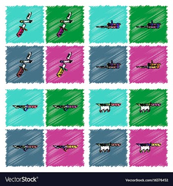 Collection of flat shading style icons war gagets vector image