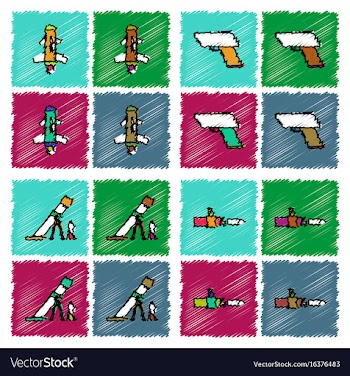 Collection of flat shading style icons war gagets vector image