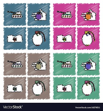 Collection of flat shading style icons war gagets vector image