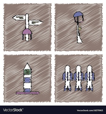 Collection of flat shading style icons war gagets vector image