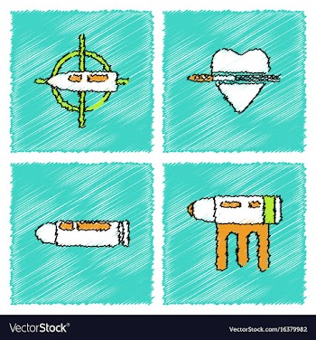 Collection of flat shading style icons war gagets vector image