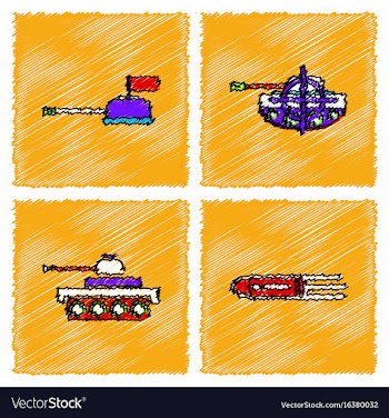 Collection of flat shading style icons war gagets vector image
