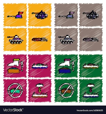 Collection of flat shading style icons war gagets vector image