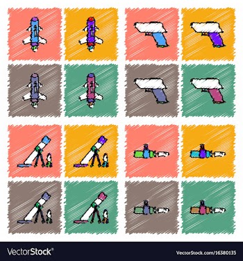 Collection of flat shading style icons war gagets vector image