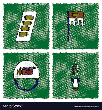 Collection of flat shading style icons war gagets vector image