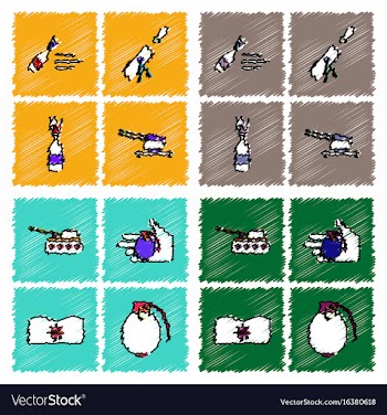 Collection of flat shading style icons war gagets vector image